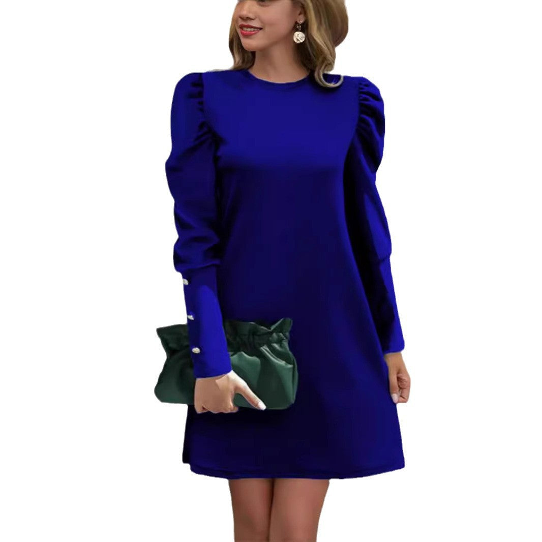 Kleid Damen mit Puffärmel und Rundhalsausschnitt | T&S - 5 - Modeglanz