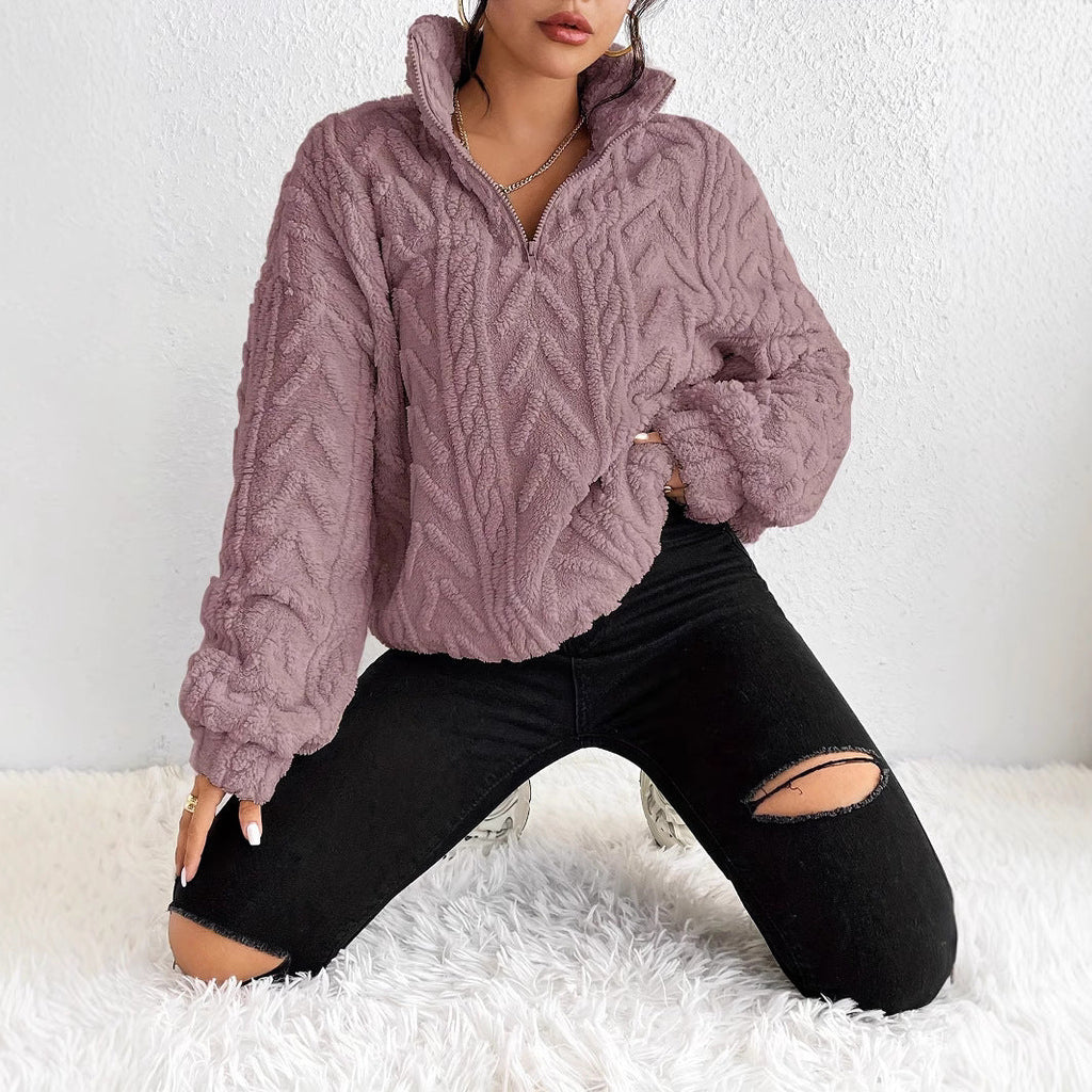 Pullover Damen mit hohem Kragen und Zopfdesign | T&S - 4 - Modeglanz