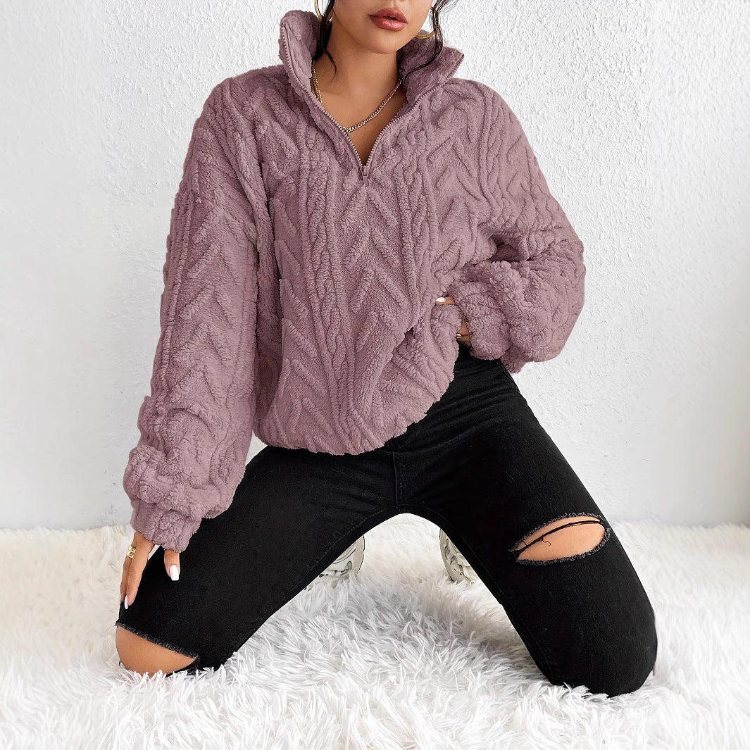 Pullover Damen mit hohem Kragen und Zopfdesign | T&S - 4 - Modeglanz