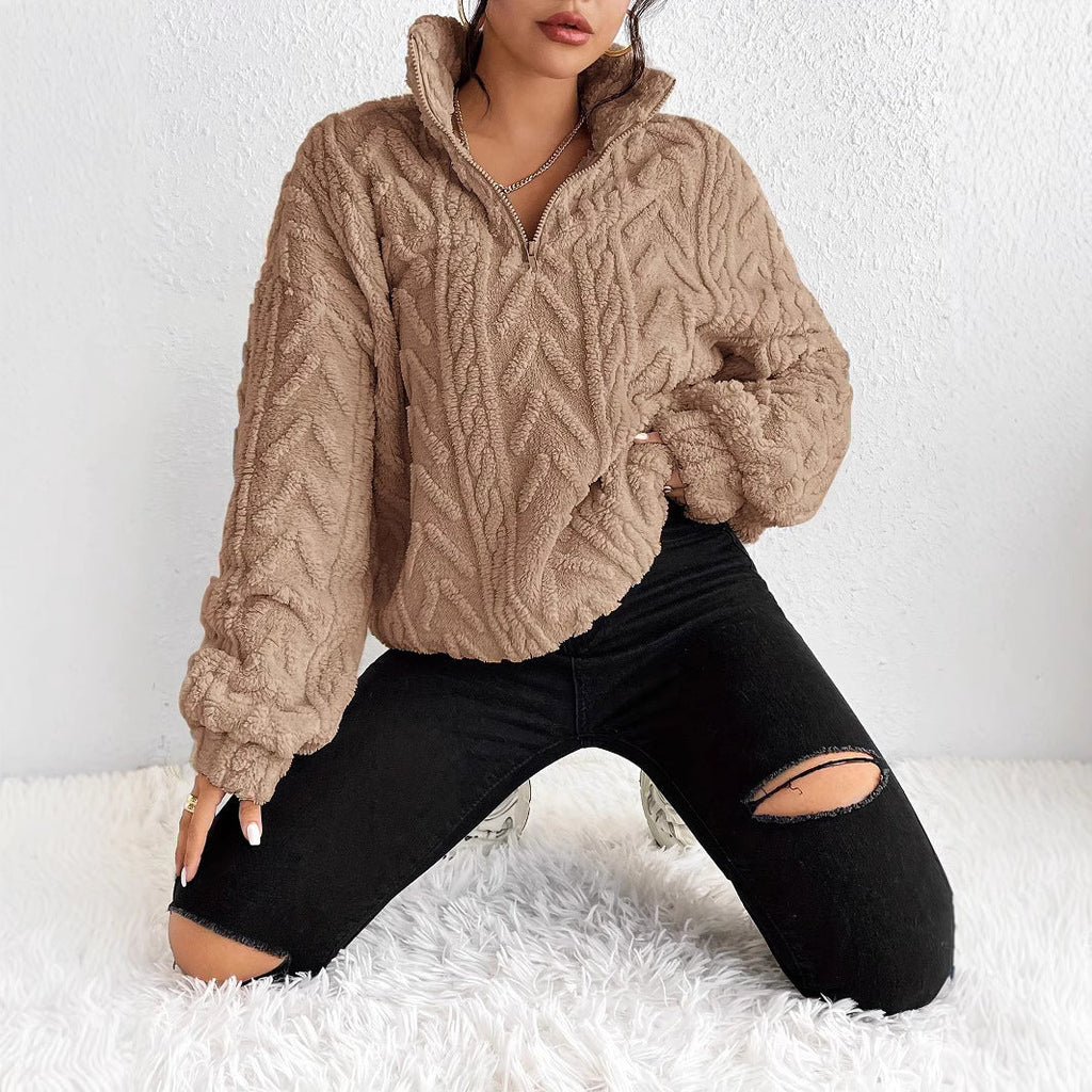 Pullover Damen mit hohem Kragen und Zopfdesign | T&S - 5 - Modeglanz