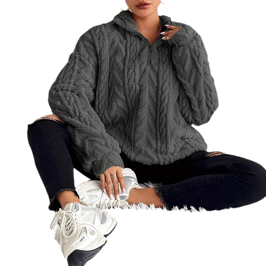 Pullover Damen mit hohem Kragen und Zopfdesign | T&S - 6 - Modeglanz