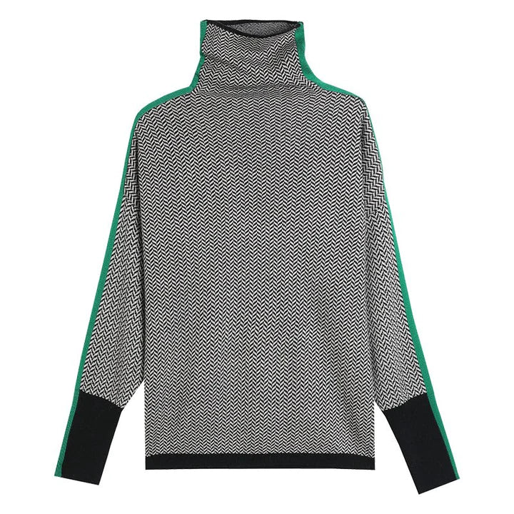 Stylischer Pullover Damen mit Rollkragen und grafischem Muster | T&S - 4 - Modeglanz
