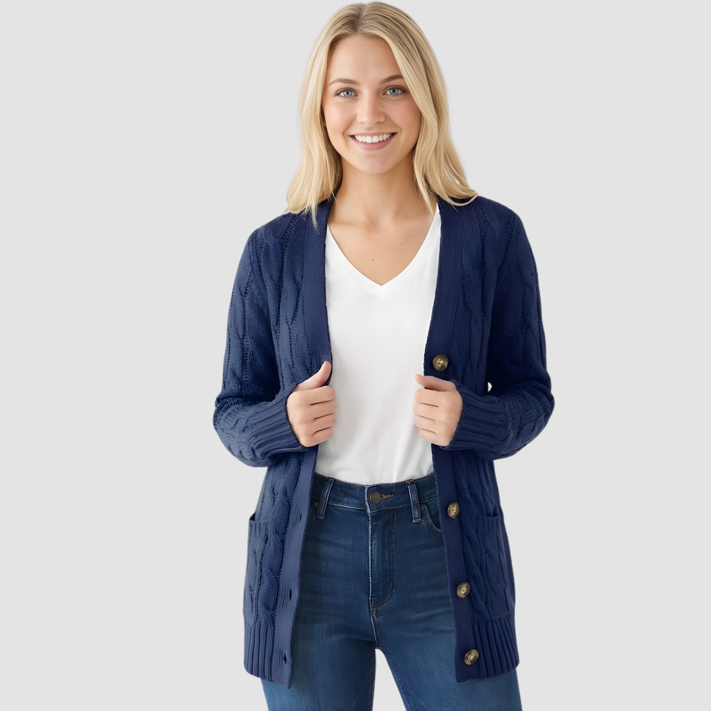 Damen Cardigan mit Knopfleiste und Taschen | T&S - 4 - Modeglanz