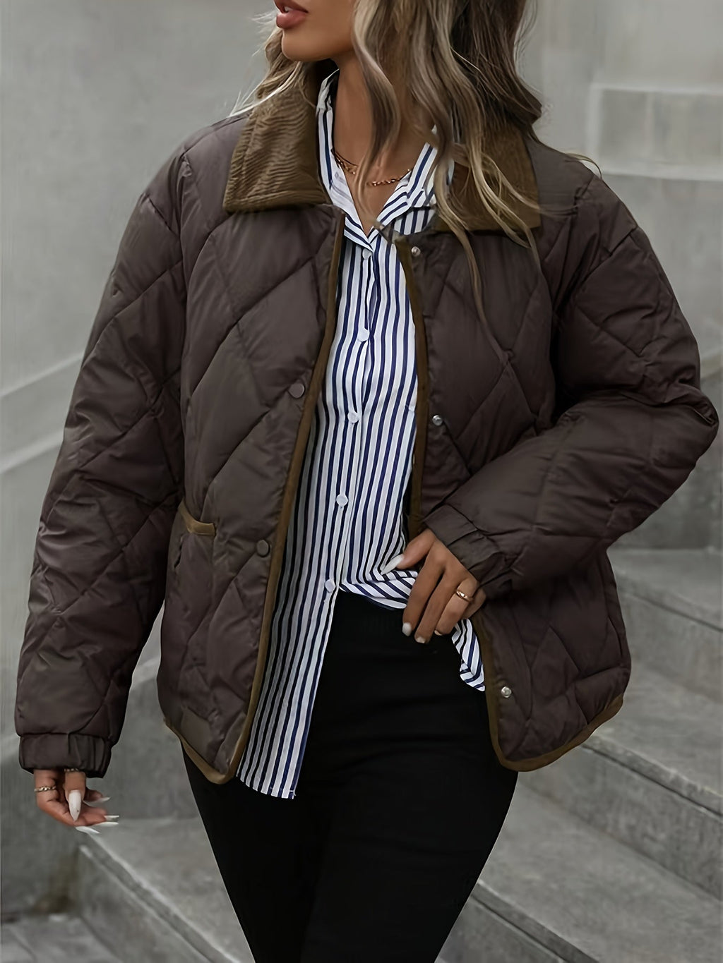 Damen Steppjacke mit praktischen Taschen und klassischem Kragen | T&S - 5 - Modeglanz