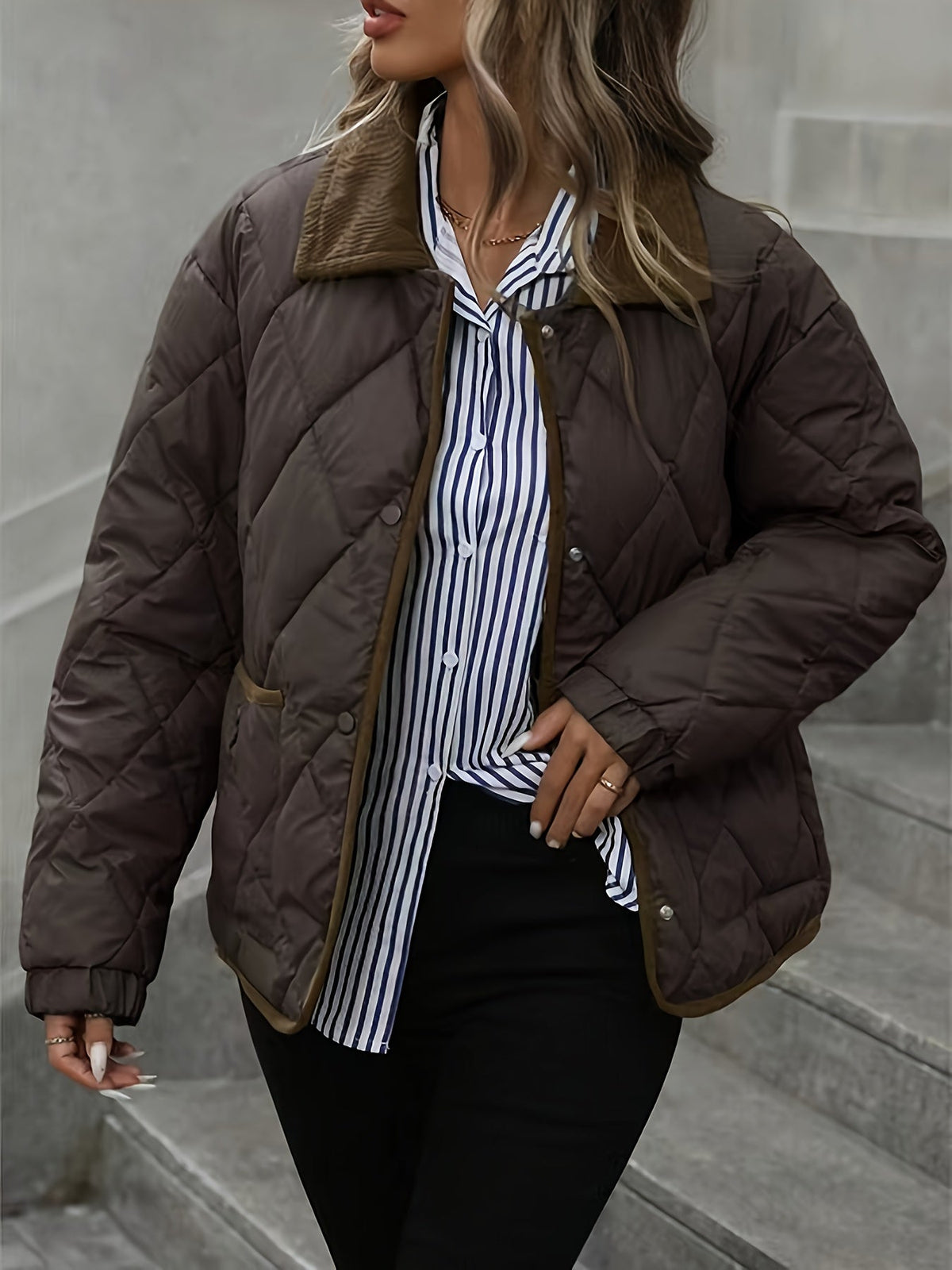 Damen Steppjacke mit praktischen Taschen und klassischem Kragen | T&S - 5 - Modeglanz