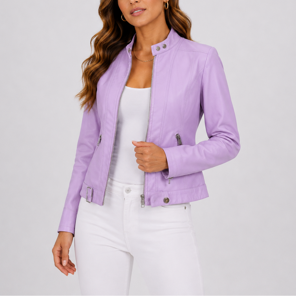 Damen Lederjacke mit modernem Schnitt und Reißverschluss | T&S - 2 - Modeglanz