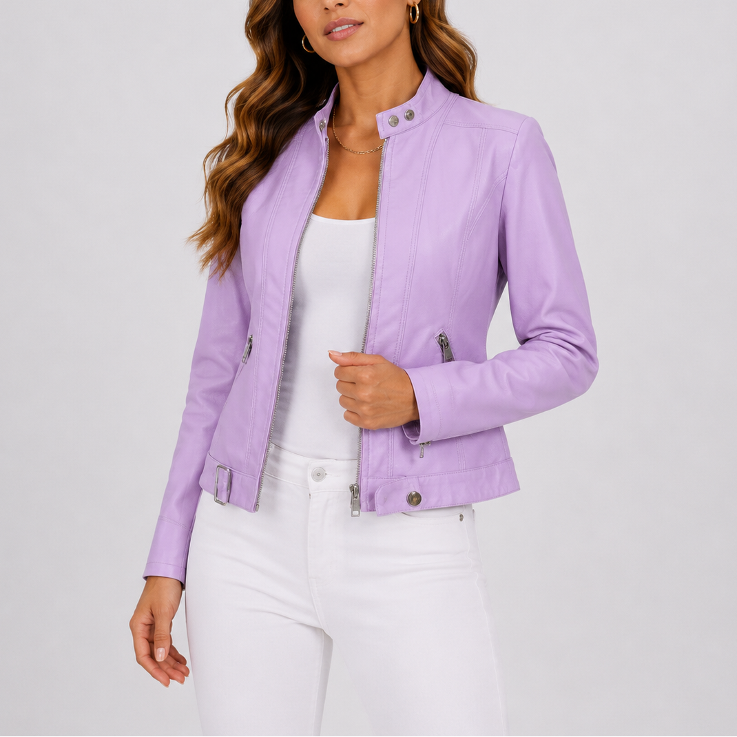 Damen Lederjacke mit modernem Schnitt und Reißverschluss | T&S - 2 - Modeglanz