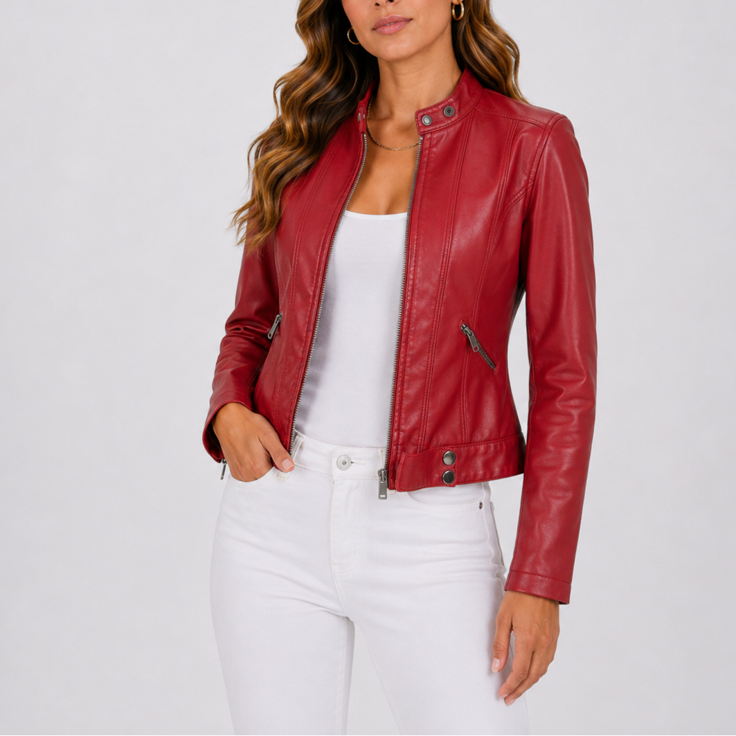 Damen Lederjacke mit modernem Schnitt und Reißverschluss | T&S - 3 - Modeglanz