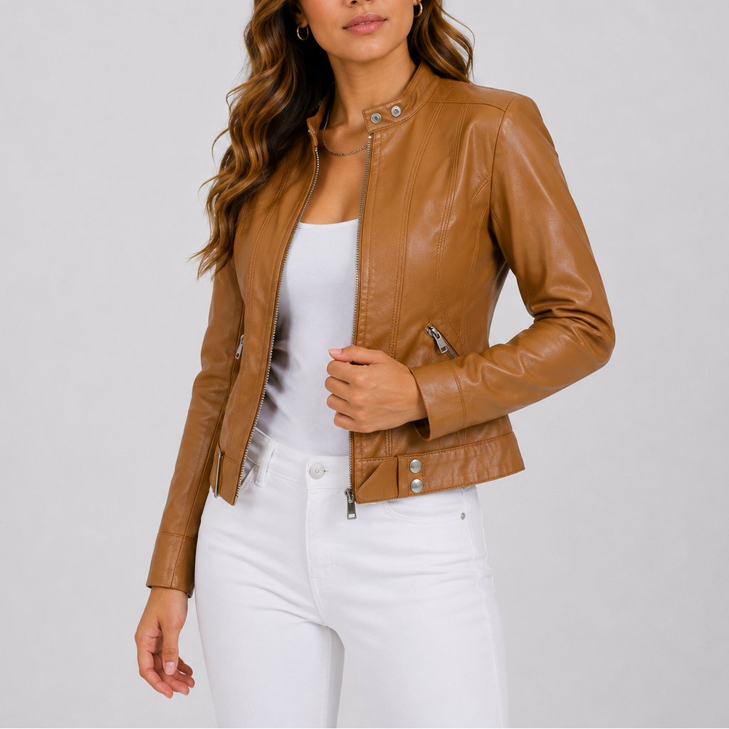 Damen Lederjacke mit modernem Schnitt und Reißverschluss | T&S - 5 - Modeglanz