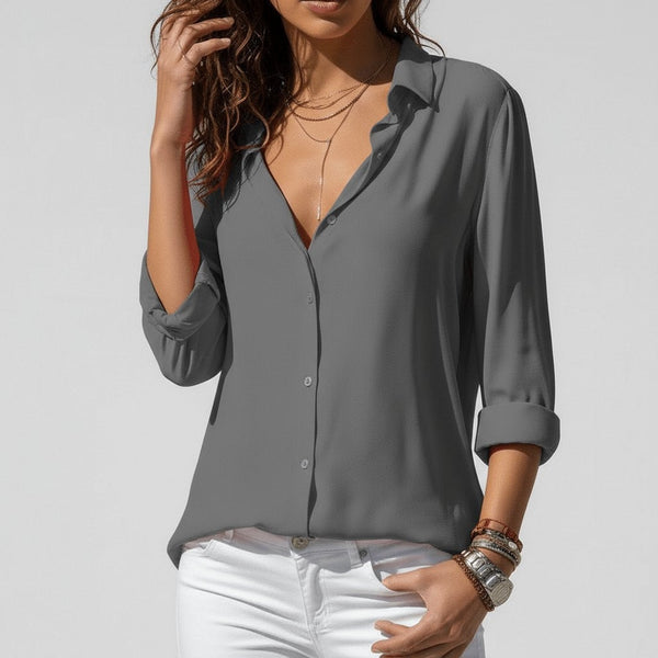 Bluse Damen mit klassischem Kragen und V-Ausschnitt | T&S - 1 - Modeglanz