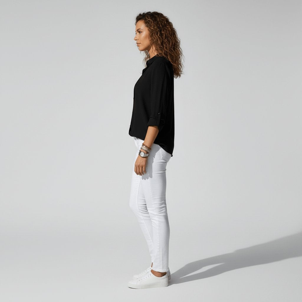 Bluse Damen mit klassischem Kragen und V-Ausschnitt | T&S - 6 - Modeglanz