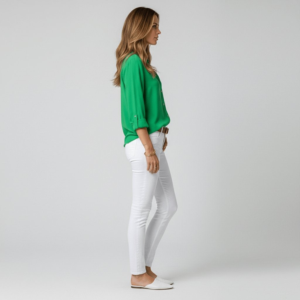 Bluse Damen mit klassischem Kragen und V-Ausschnitt | T&S - 9 - Modeglanz