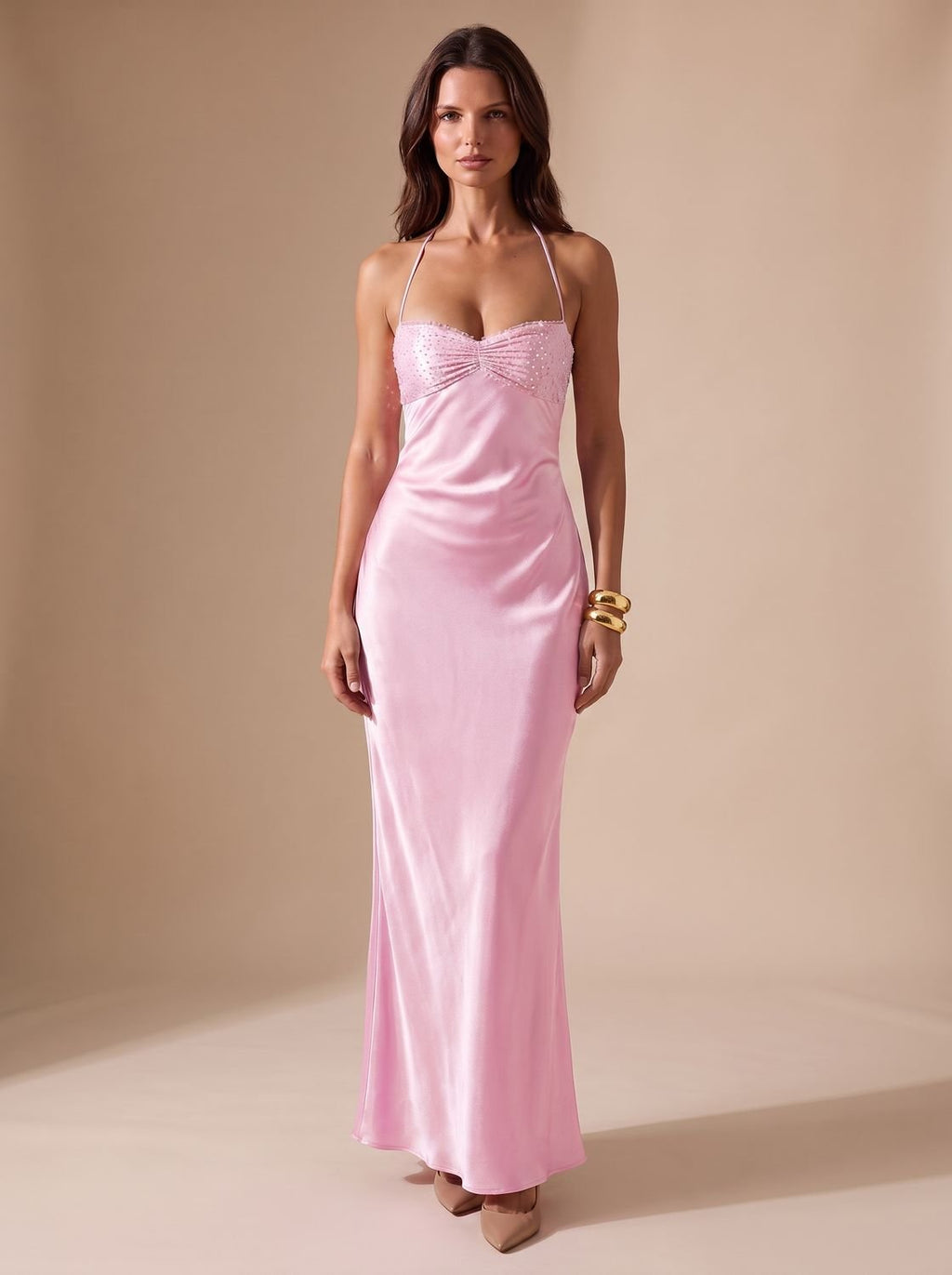 Abendkleid Damen mit Halterneck und figurbetonender Passform | T&S - 8 - Modeglanz