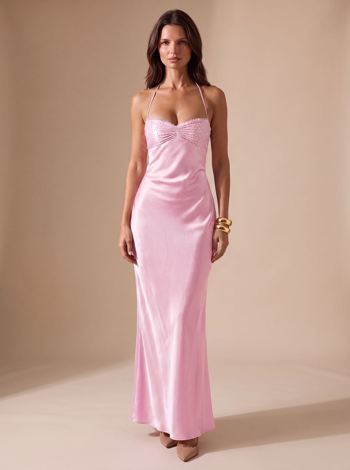 Abendkleid Damen mit Halterneck und figurbetonender Passform | T&S - 8 - Modeglanz