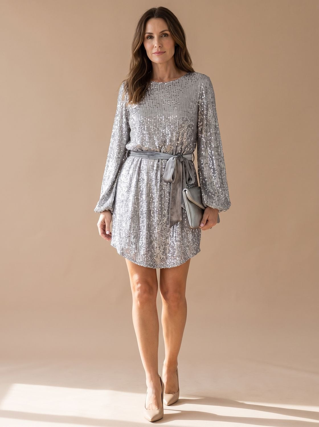 Mini Kleid Damen mit Ballonärmeln und Taillengürtel | T&S - 1 - Modeglanz