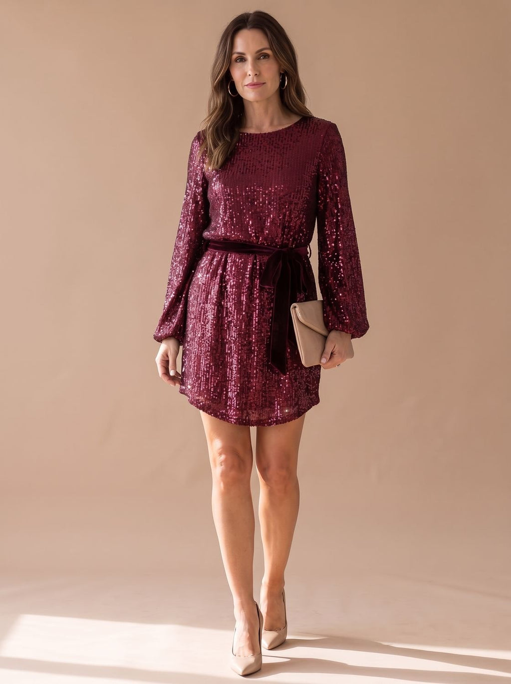 Mini Kleid Damen mit Ballonärmeln und Taillengürtel | T&S - 3 - Modeglanz