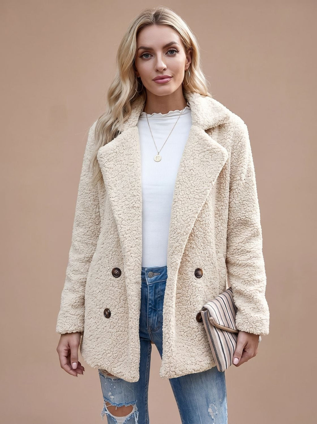 Damenjacke mit klassischem Revers und doppelter Knopfleiste - legerer Look - 2 - Trendlinie