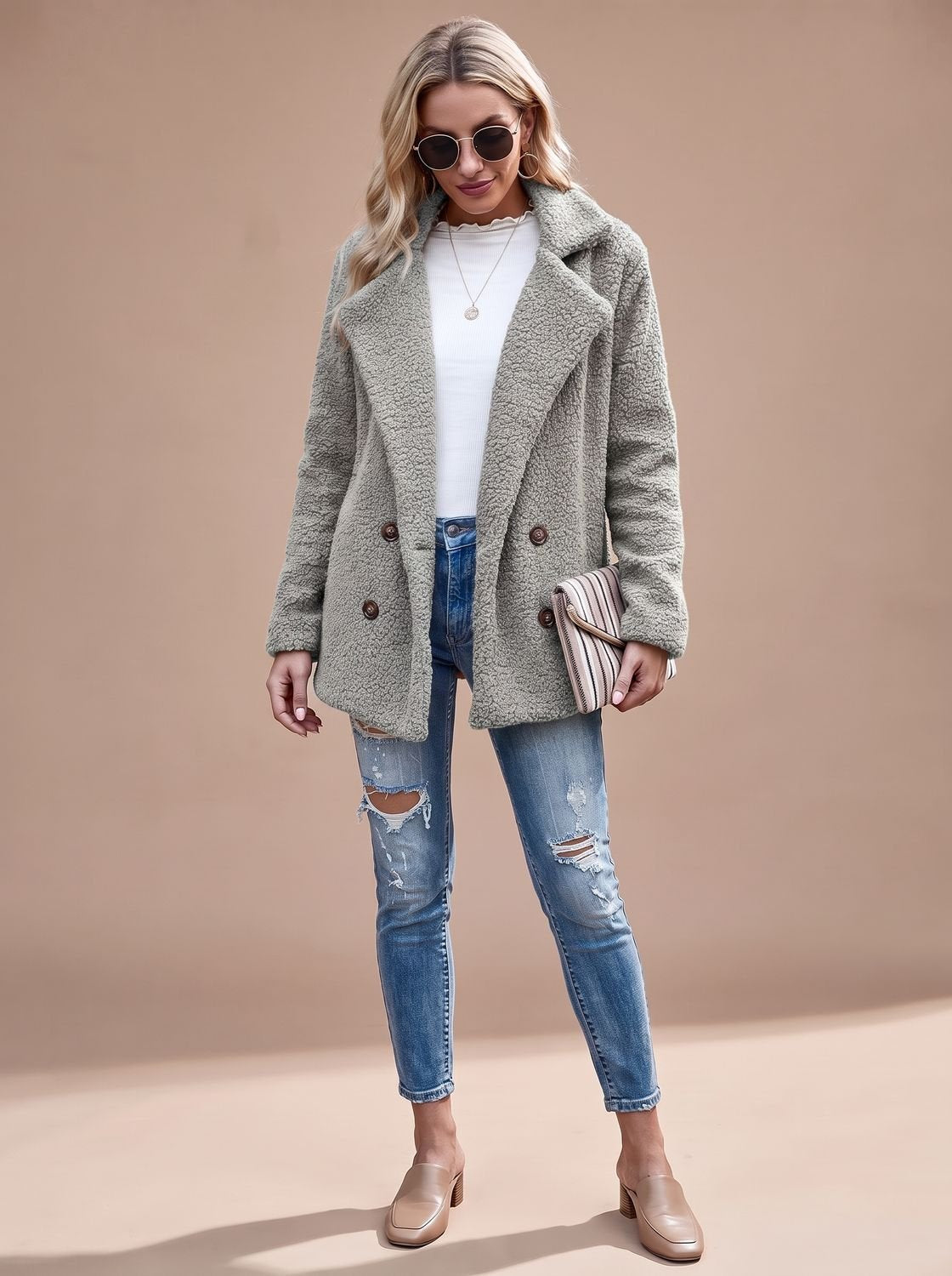 Damenjacke mit klassischem Revers und doppelter Knopfleiste - legerer Look - 3 - Trendlinie