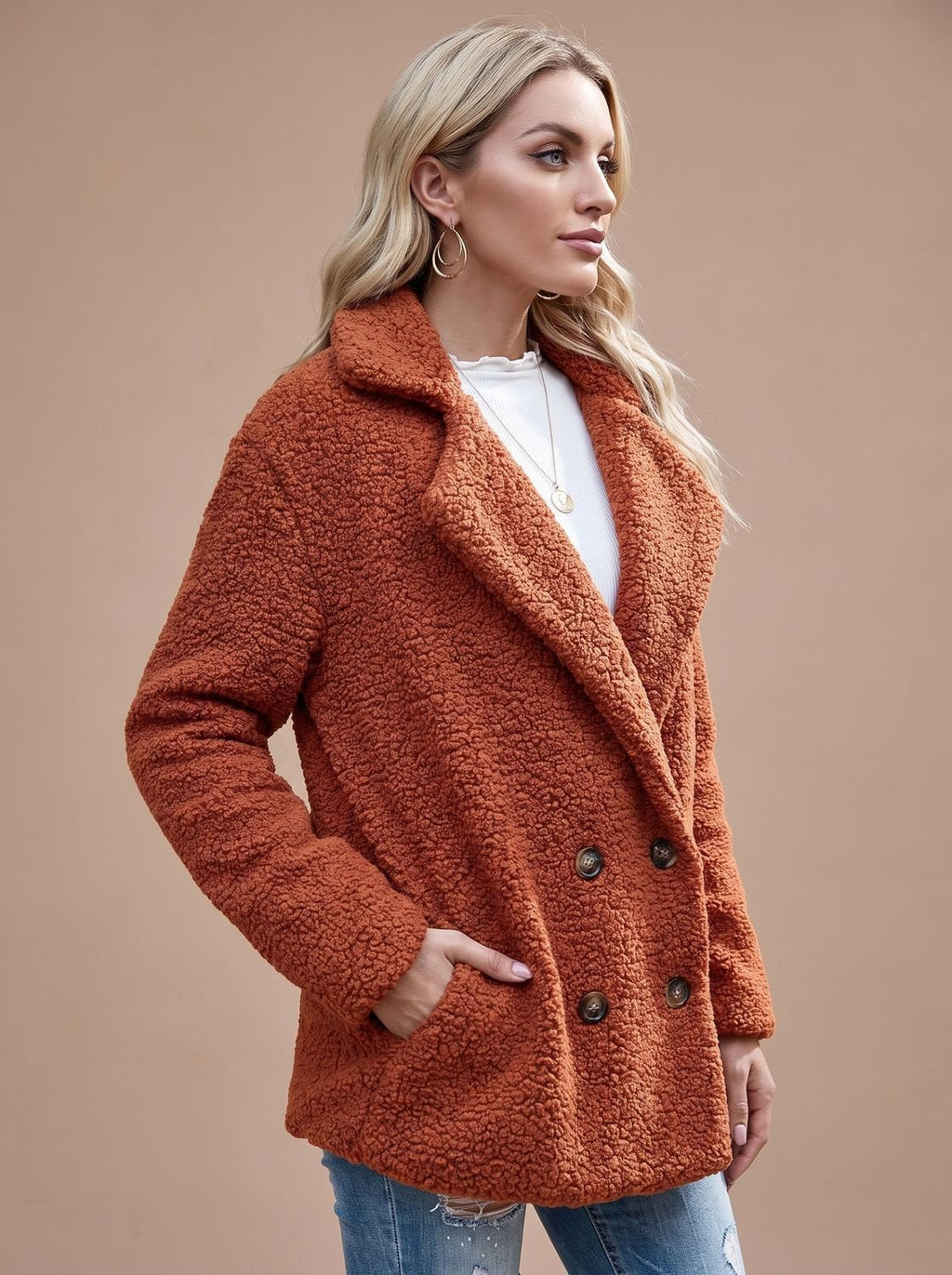 Damenjacke mit klassischem Revers und doppelter Knopfleiste - legerer Look - 5 - Trendlinie