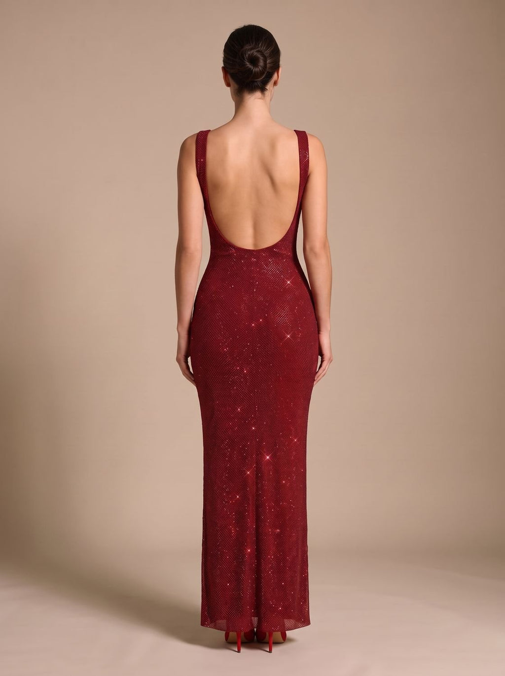 Abendkleid Damen figurbetont mit V-Ausschnitt und offener Rückseite - 3 - Trendlinie