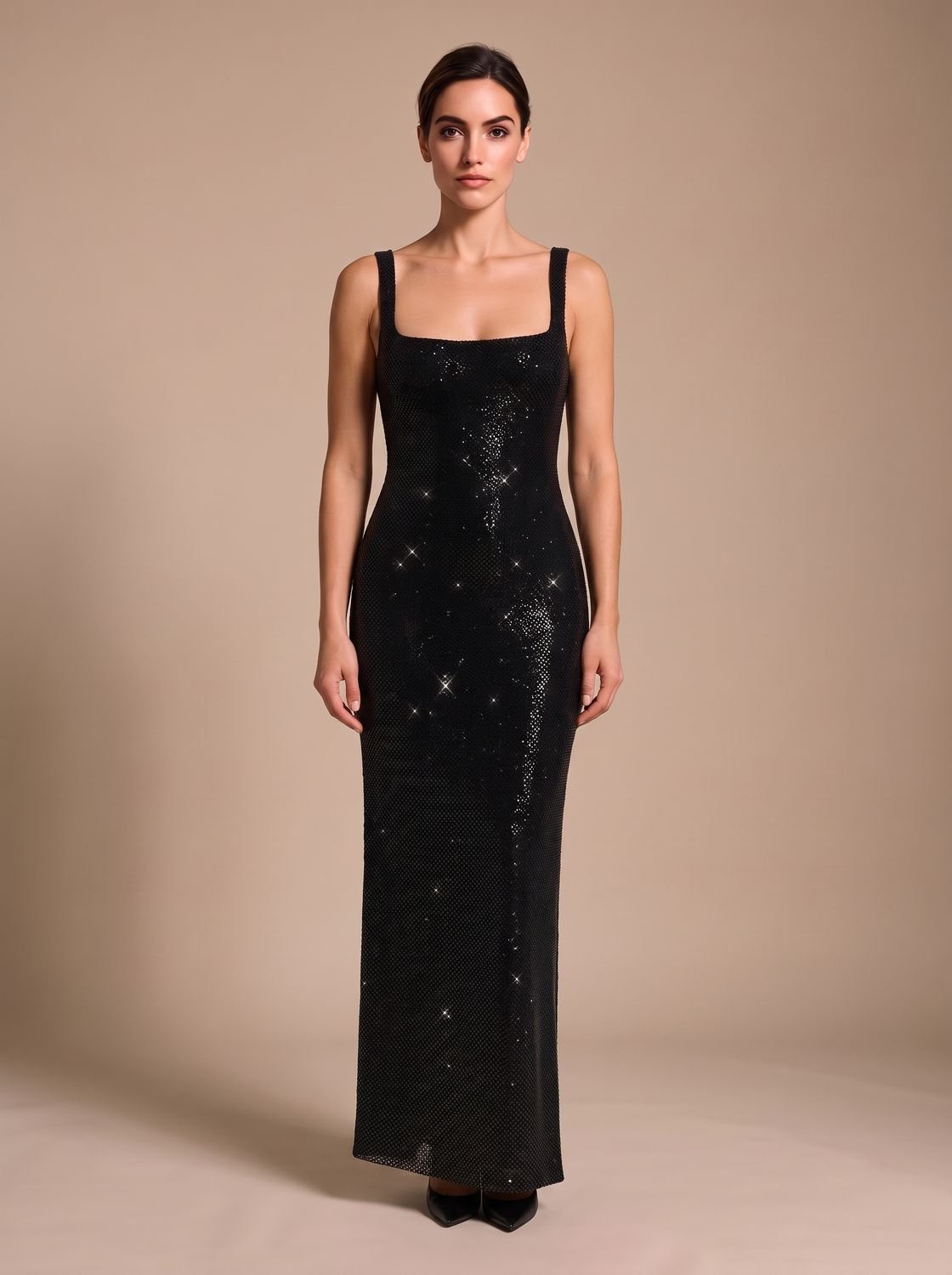 Abendkleid Damen figurbetont mit V-Ausschnitt und offener Rückseite - 4 - Trendlinie