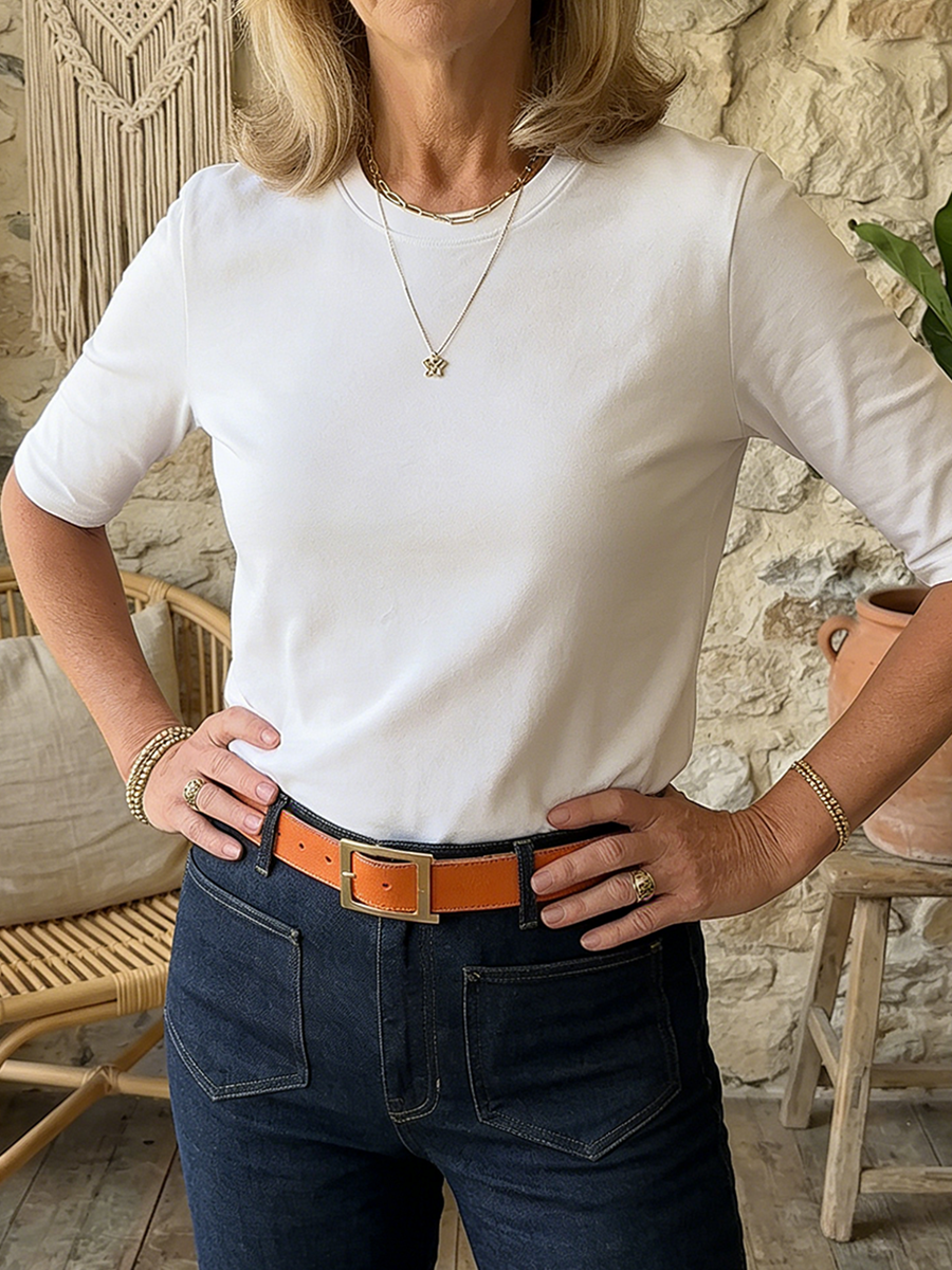 Damen T-Shirt mit halben Ärmeln und lässigem Schnitt - 4 - Trendlinie