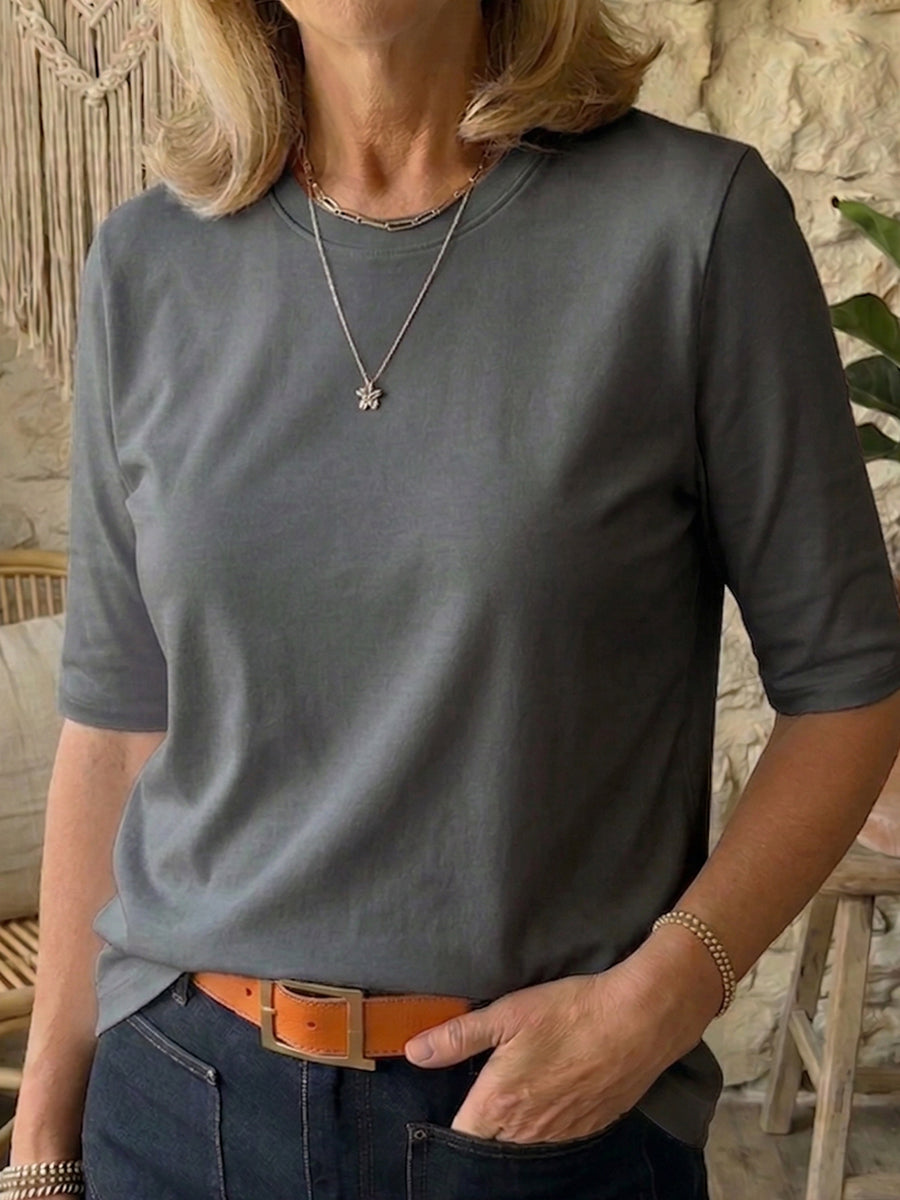 Damen T-Shirt mit halben Ärmeln und lässigem Schnitt - 7 - Trendlinie