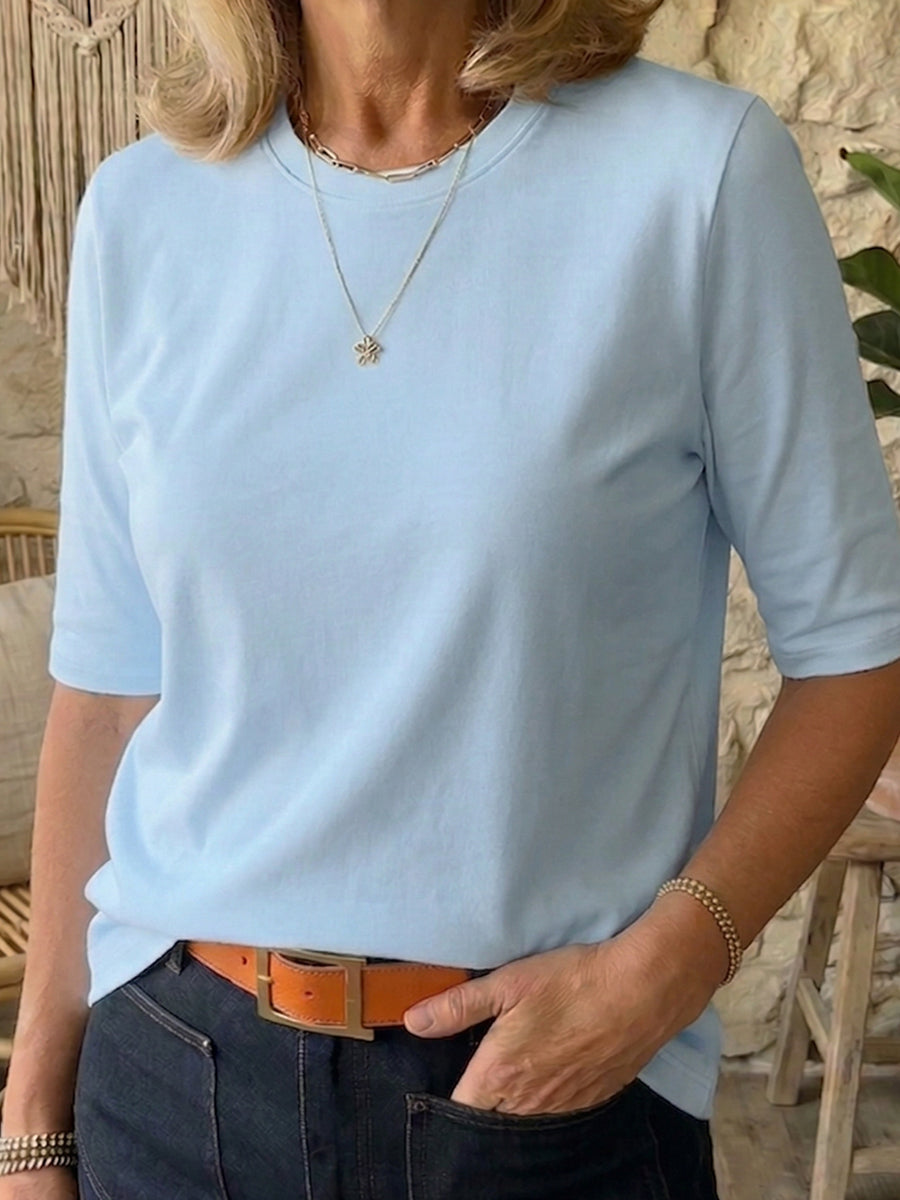 Damen T-Shirt mit halben Ärmeln und lässigem Schnitt - 8 - Trendlinie