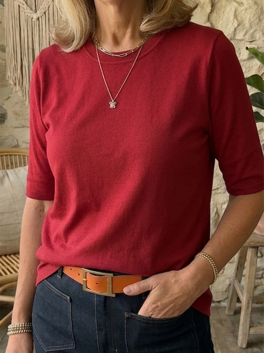 Damen T-Shirt mit halben Ärmeln und lässigem Schnitt - 9 - Trendlinie