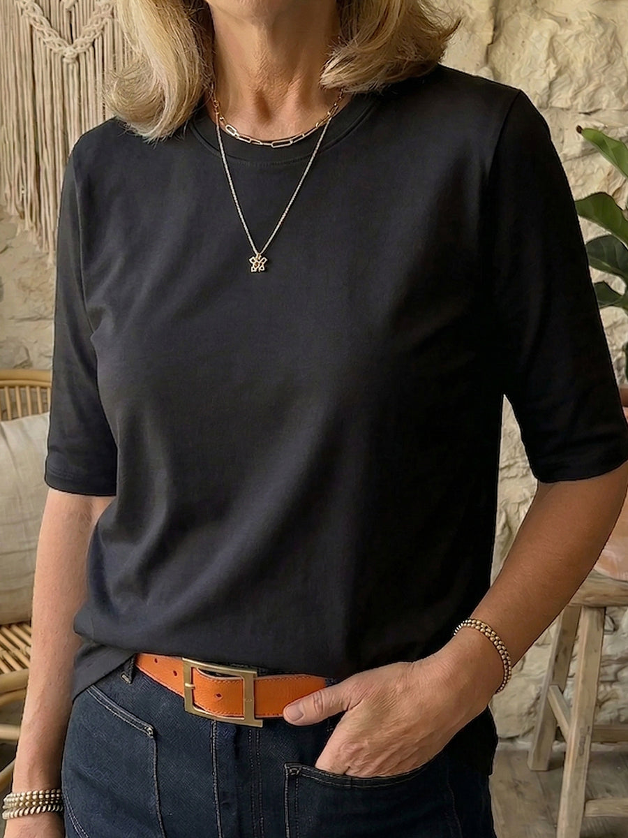 Damen T-Shirt mit halben Ärmeln und lässigem Schnitt - 10 - Trendlinie