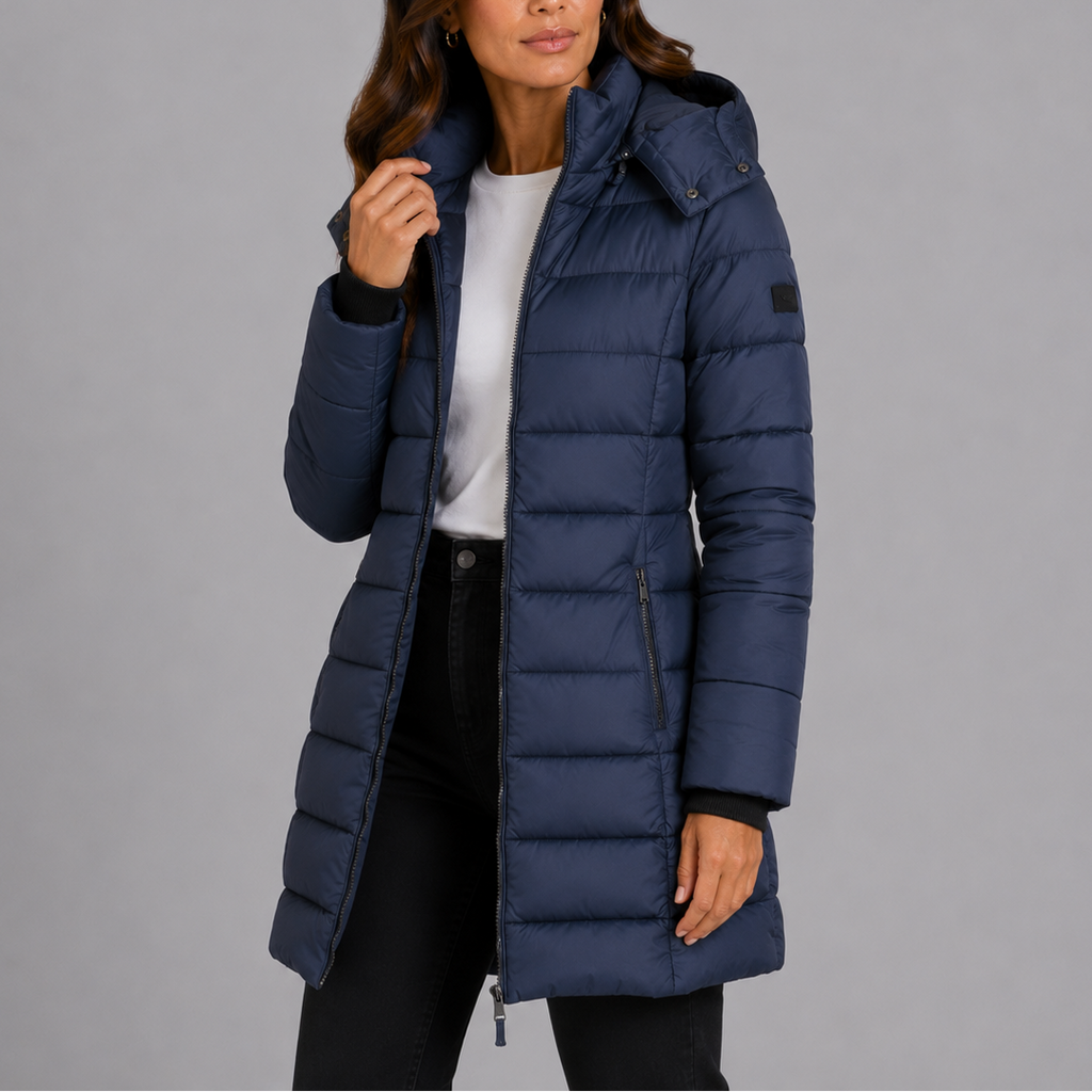 Damen Steppmantel mit Kapuze und taillierter Silhouette - 1 - Trendlinie
