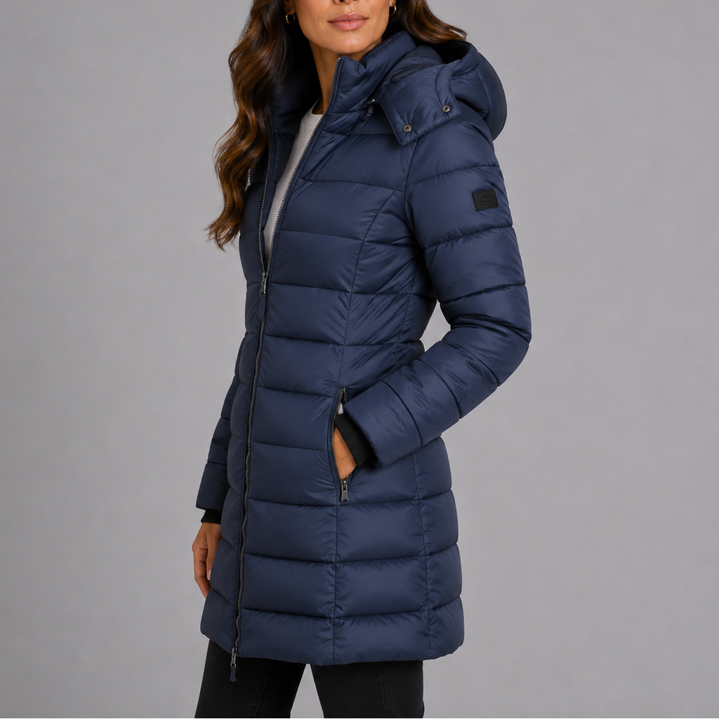 Damen Steppmantel mit Kapuze und taillierter Silhouette - 2 - Trendlinie