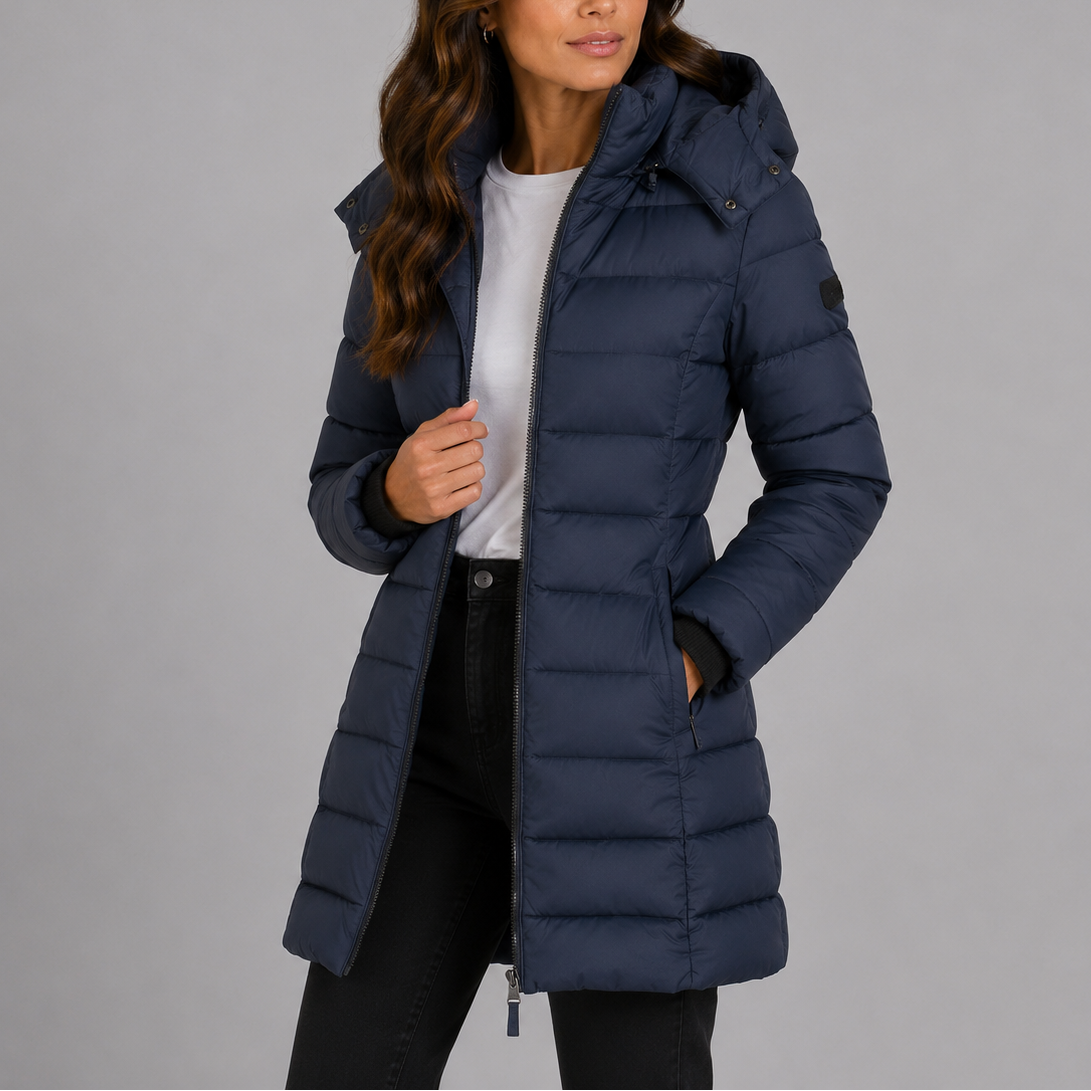 Damen Steppmantel mit Kapuze und taillierter Silhouette - 4 - Trendlinie