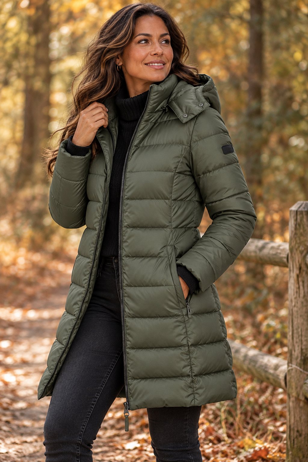 Damen Steppmantel mit Kapuze und taillierter Silhouette - 8 - Trendlinie