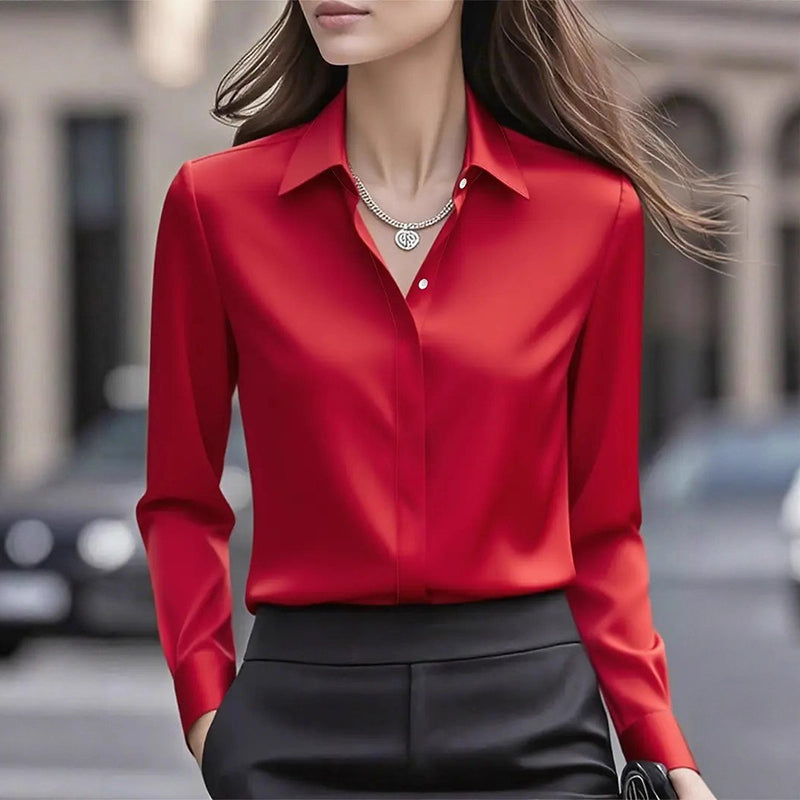 Bluse Damen mit Umlegekragen und Langarm - elegante Farben - 1 - Trendlinie