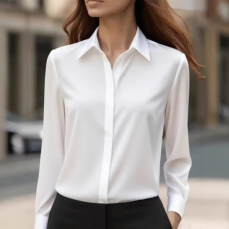 Bluse Damen mit Umlegekragen und Langarm - elegante Farben - 3 - Trendlinie