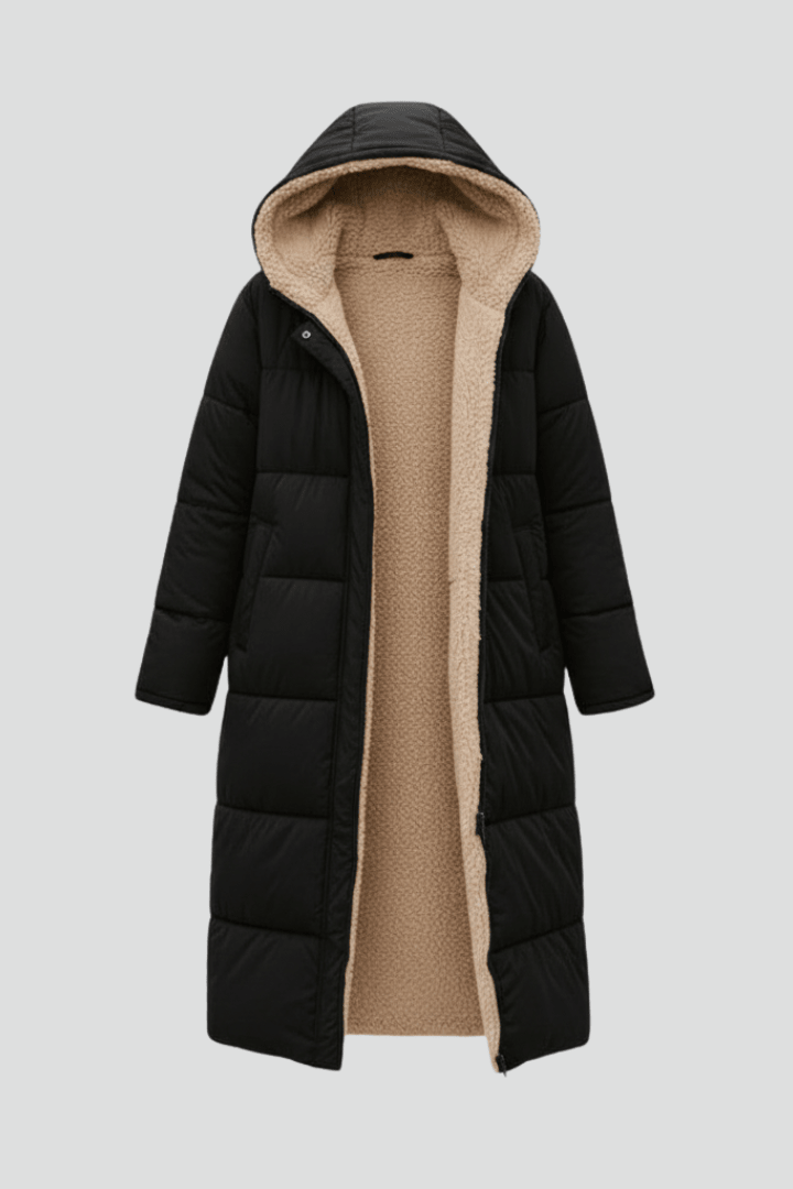 Steppmantel Damen mit Kapuze und langen Ärmeln - in Schwarz - 2 - Trendlinie