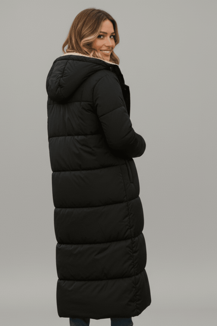 Steppmantel Damen mit Kapuze und langen Ärmeln - in Schwarz - 4 - Trendlinie