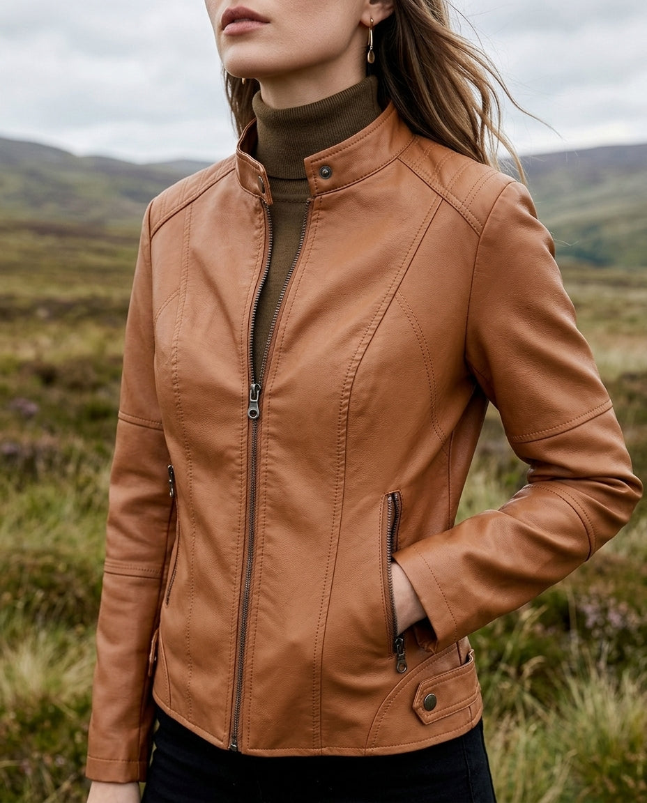 Damen Jacke tailliert mit Stehkragen und Reißverschluss - 1 - Trendlinie
