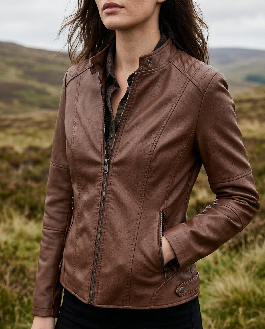 Damen Jacke tailliert mit Stehkragen und Reißverschluss - 3 - Trendlinie