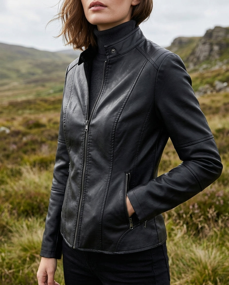 Damen Jacke tailliert mit Stehkragen und Reißverschluss - 4 - Trendlinie