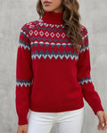 Pullover Damen mit Stehkragen und geometrischem Muster - 1 - Trendlinie