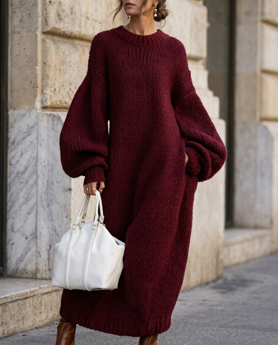 Maxikleid Damen mit lässiger Oversized-Passform und langen Puffärmeln - 1 - Trendlinie