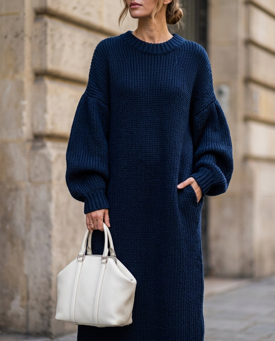 Maxikleid Damen mit lässiger Oversized-Passform und langen Puffärmeln - 3 - Trendlinie