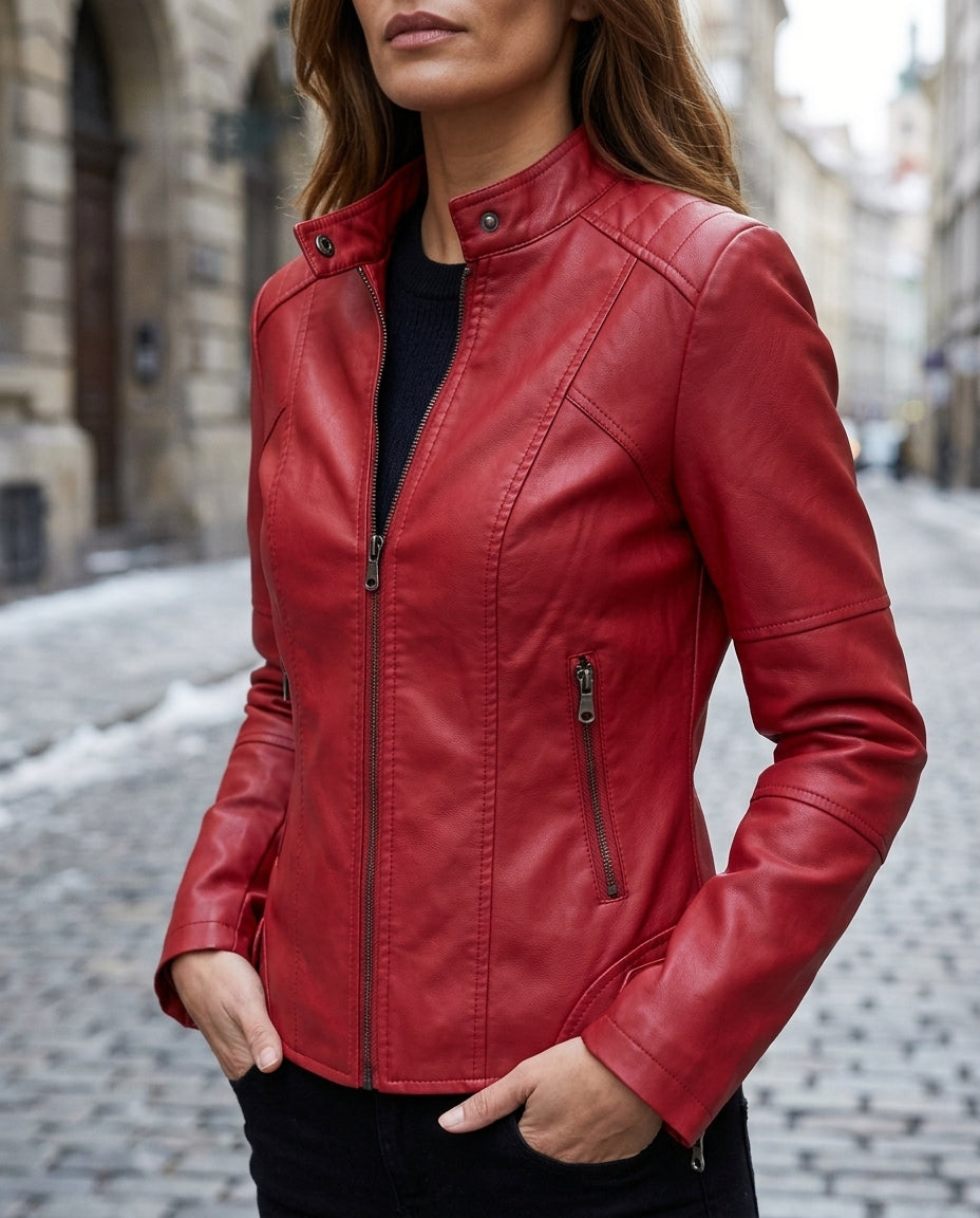 Damen Jacke tailliert mit Stehkragen und Reißverschluss - 1 - Trendlinie