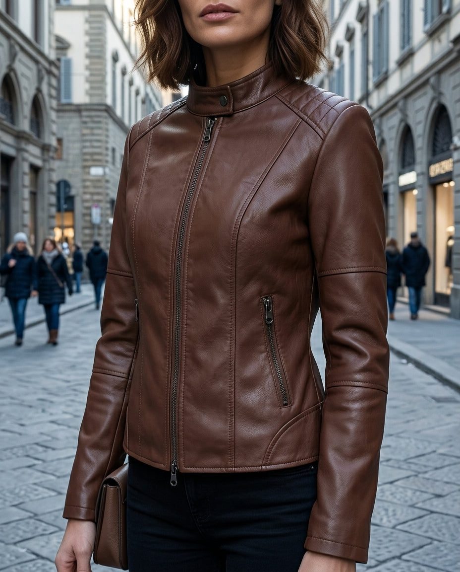 Damen Jacke tailliert mit Stehkragen und Reißverschluss - 2 - Trendlinie