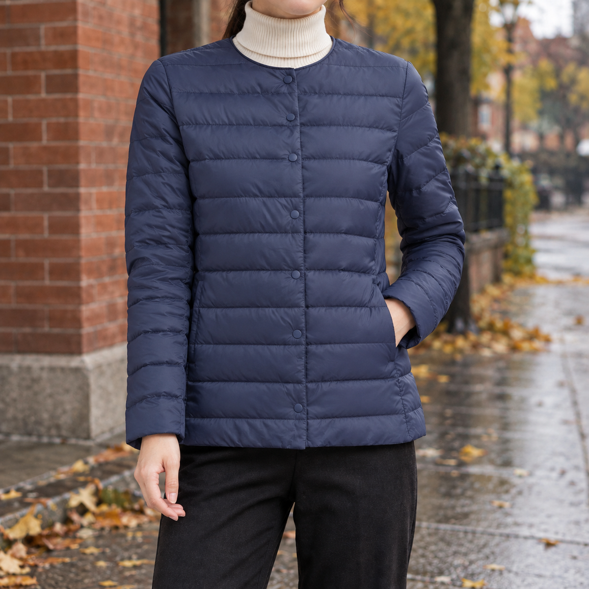Steppjacke Damen mit geradem Schnitt und runden Ausschnitt - 5 - Trendlinie
