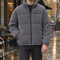 Herren Stehkragen-Jacke mit Reißverschluss und gestreiftem Design - 1 - Trendlinie