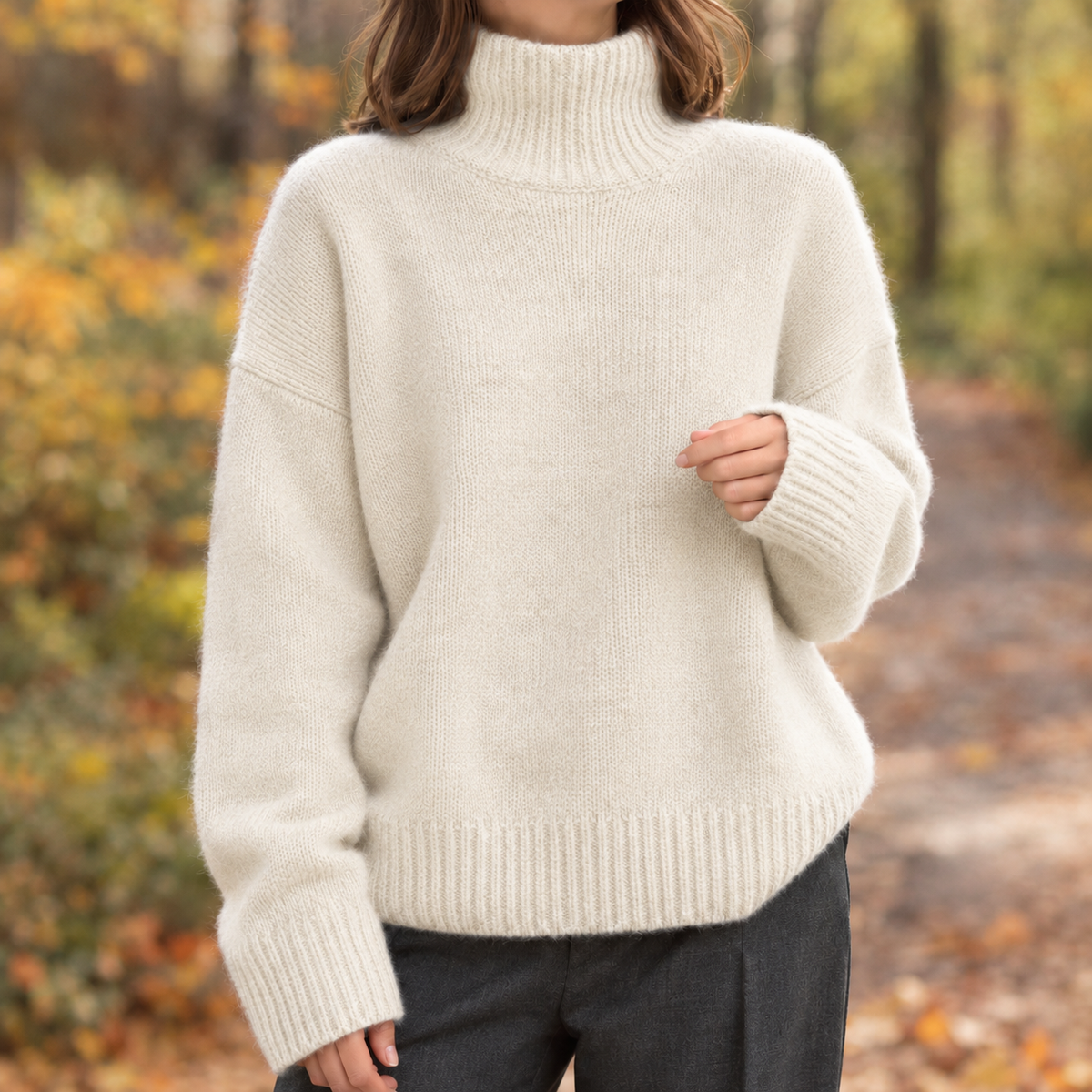 Damenpullover mit hohem Kragen und lässigem Schnitt - 3 - Trendlinie