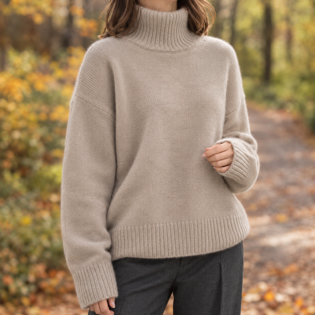 Damenpullover mit hohem Kragen und lässigem Schnitt - 4 - Trendlinie
